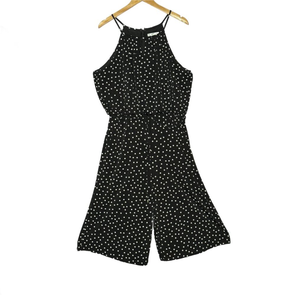 London Times Polka Dot Cropped Jumpsuit Black and White Size 16 - Picture 4 of 9